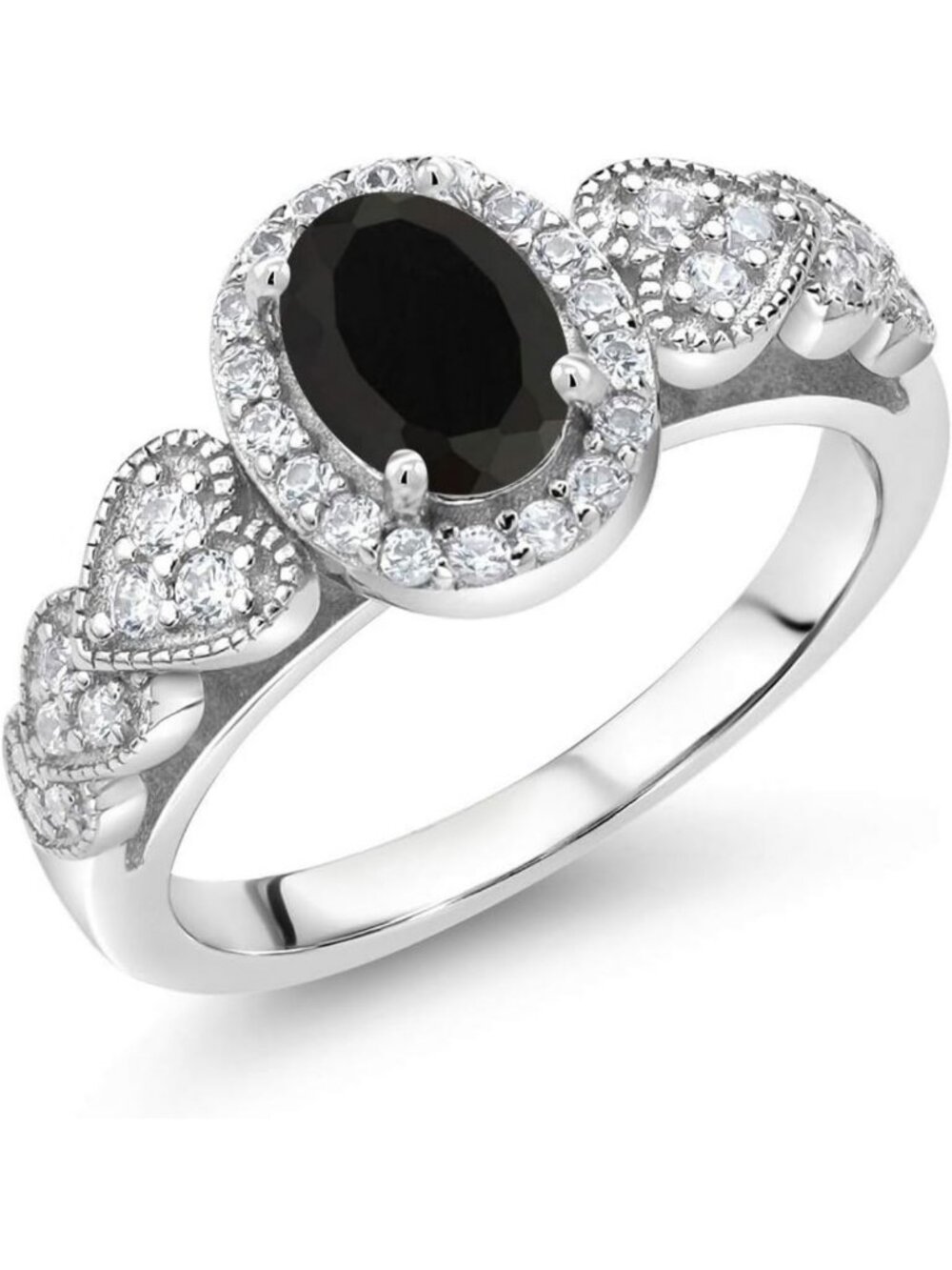 Stunning Halo Engagement Ring | 925 Sterling Silver | Oval Gemstone Birthstone